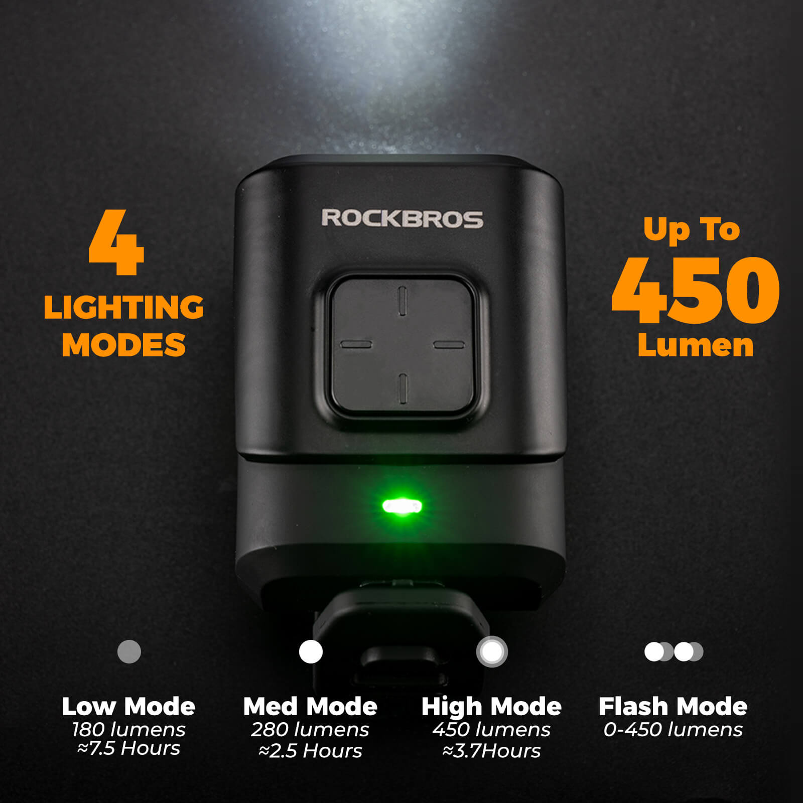 2-in-1 Bike Horn & Front Light -  450lm-5