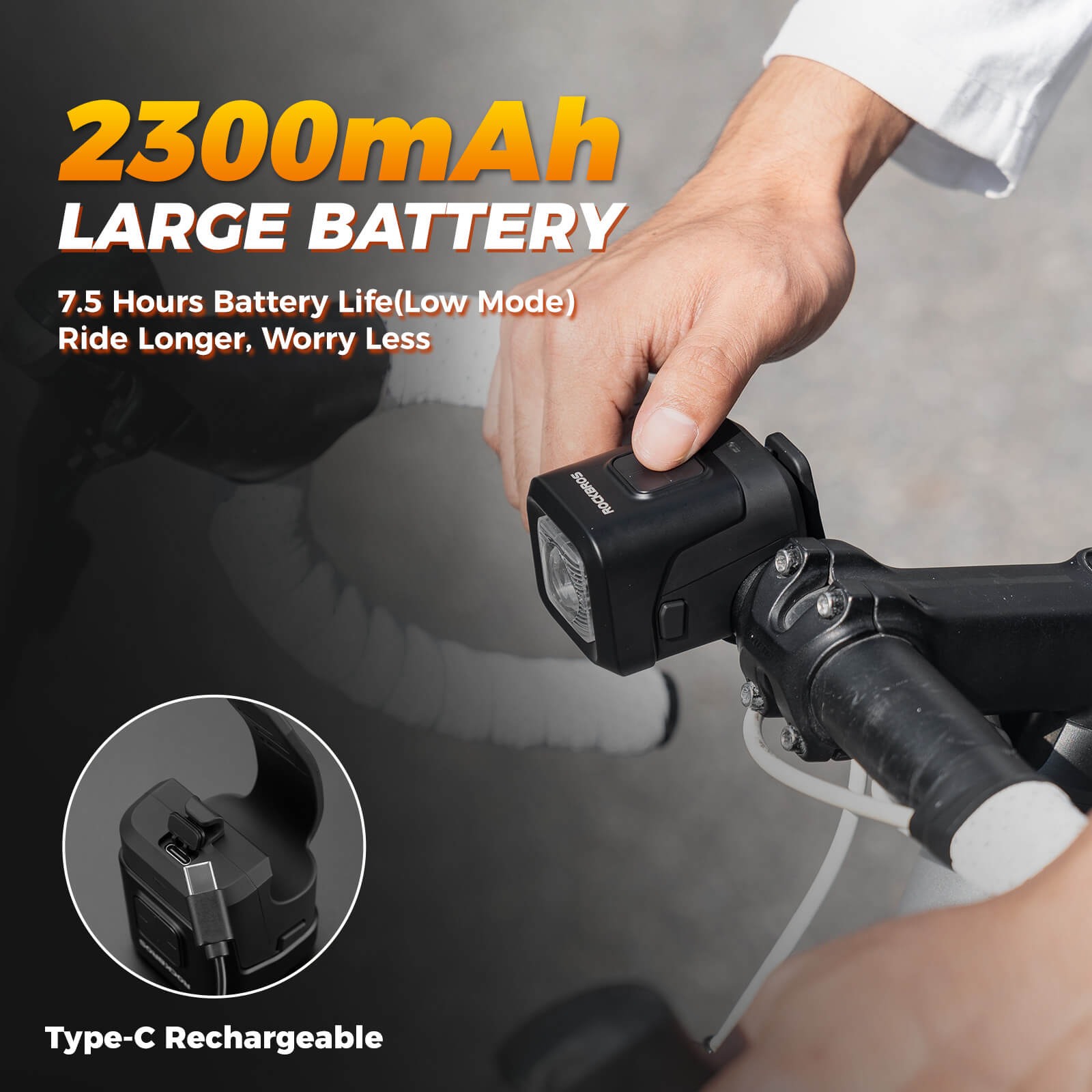 2-in-1 Bike Horn & Front Light -  450lm-7