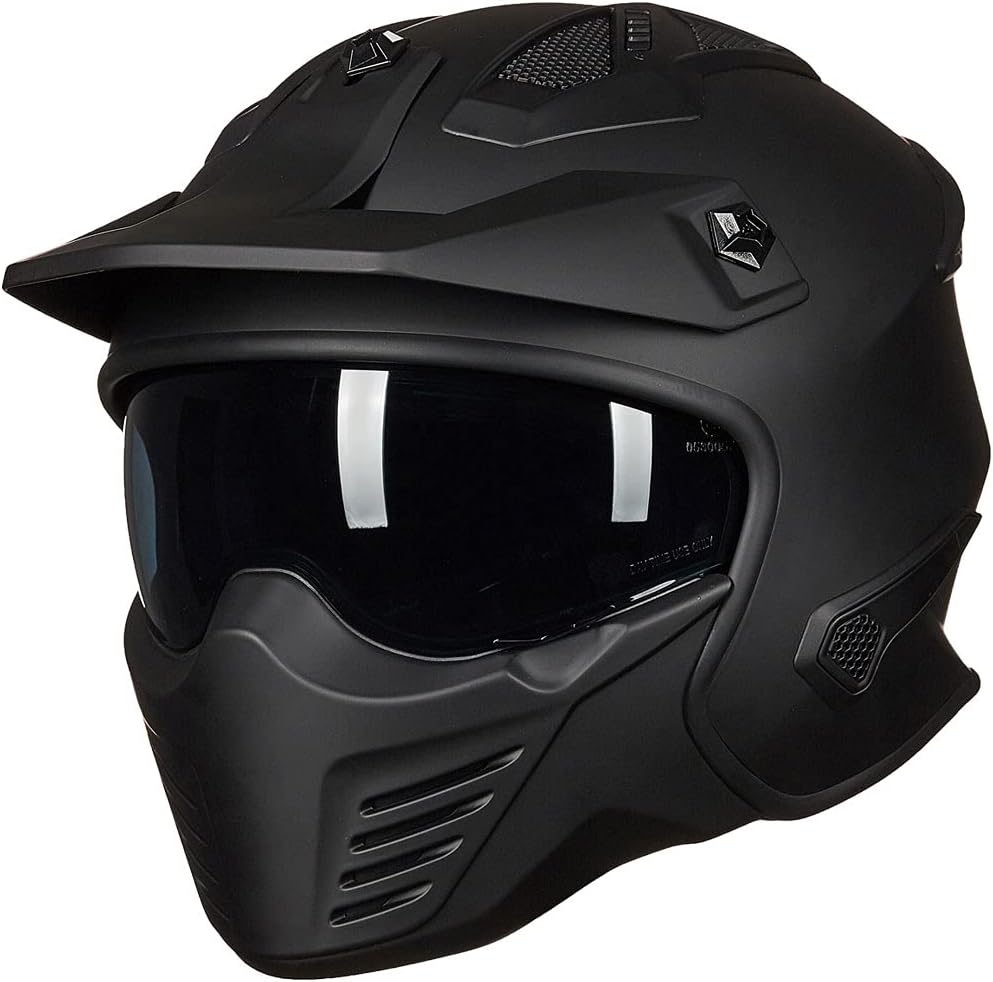 ILM Open Face Motorcycle 3/4 Half Helmet for Dirt Bike Moped ATV UTV Motocross Cruiser Scooter DOT Model 726X (Matte Black,M)
