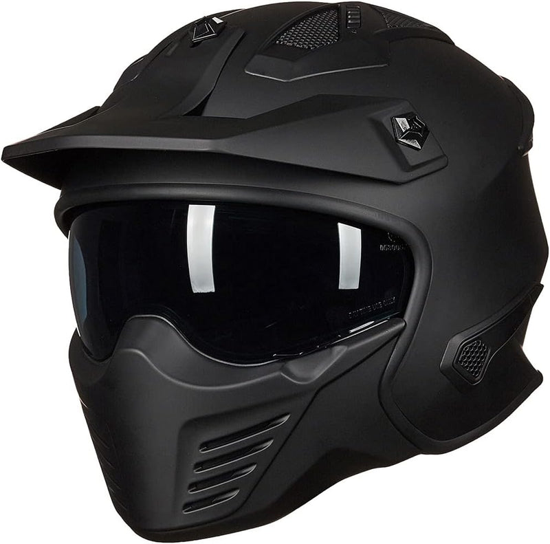 ILM Open Face Motorcycle 3/4 Half Helmet for Dirt Bike Moped ATV UTV Motocross Cruiser Scooter DOT Model 726X (Matte Black,M)