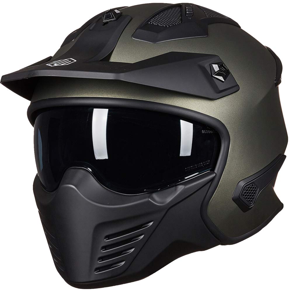 ILM Open Face Motorcycle 3/4 Half Helmet for Dirt Bike Moped ATV UTV Motocross Cruiser Scooter DOT Model 726X (Matte Black,M)