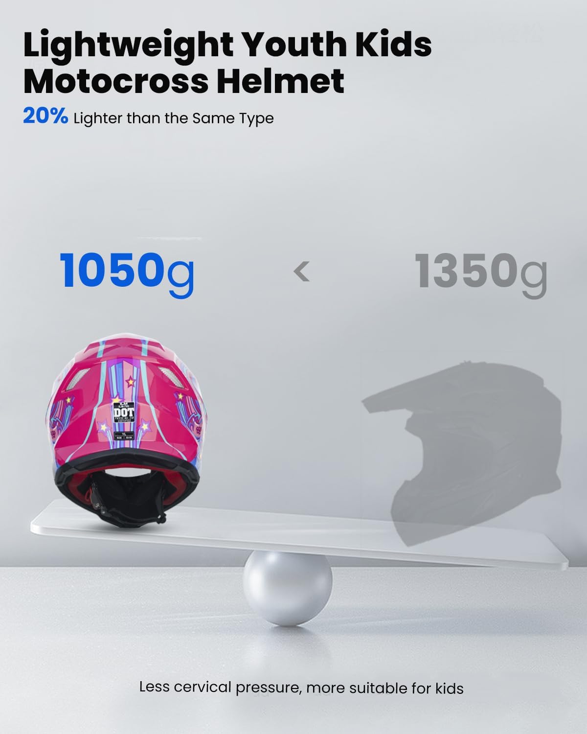 ILM Youth ATV Helmet Kids Dirt Bike Motocross BMX Off Road Motorbike Go Kart Casco DOT ECE Model Z705 (Starlight Pony, S)