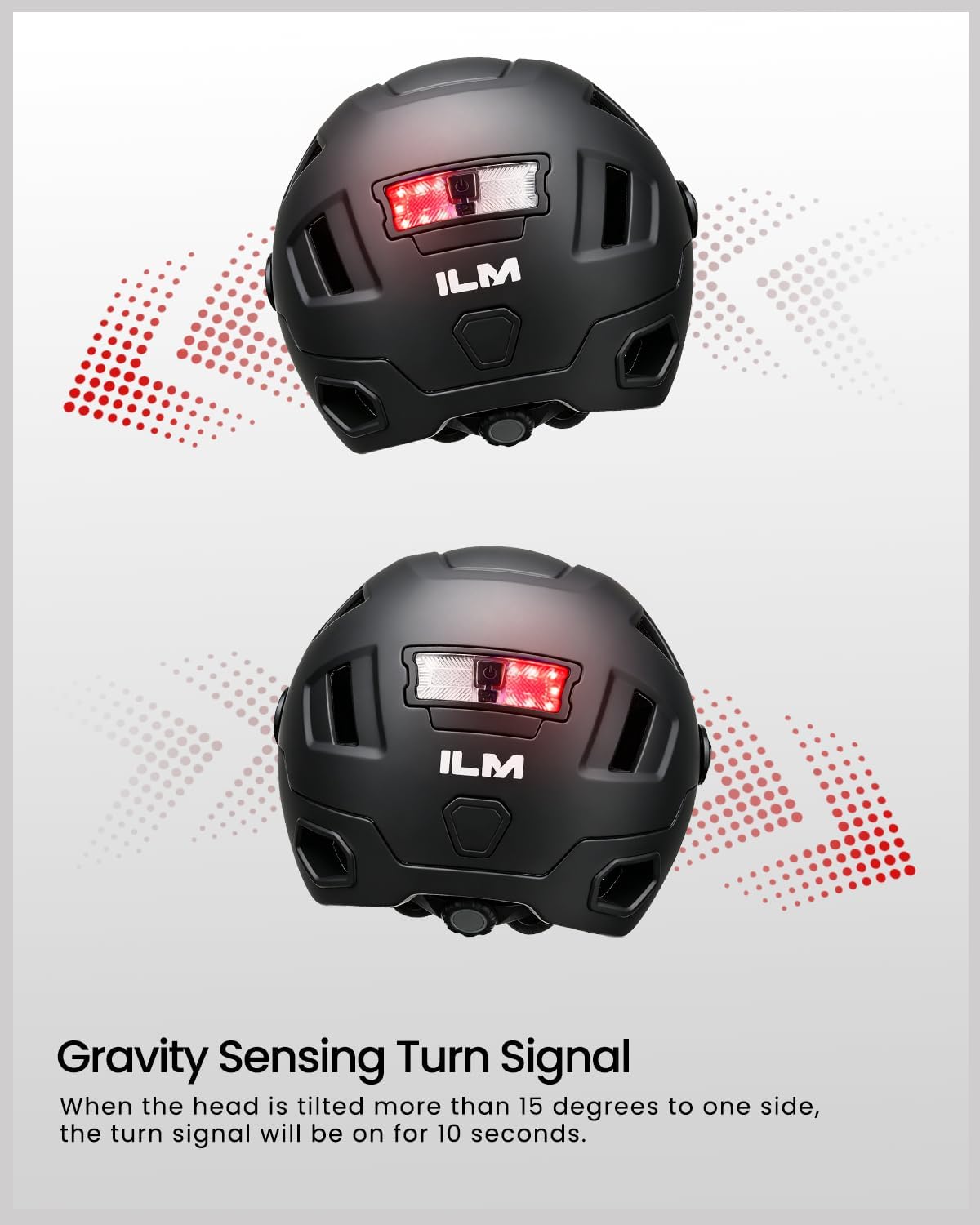 ILM Smart Adult Bike Helmet with Automatic G-Sensor Turn Signal & Brake Warning LED Light Control Road Cycling Helmet E3-12LS