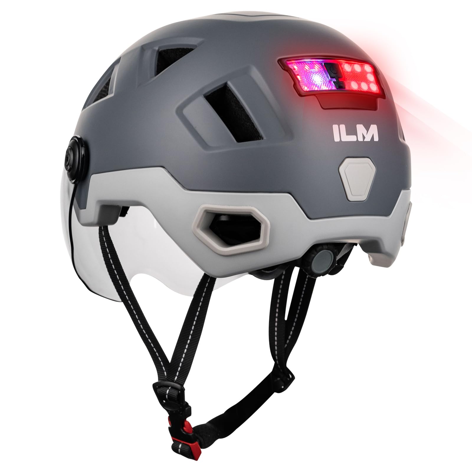 ILM Smart Adult Bike Helmet with Automatic G-Sensor Turn Signal & Brake Warning LED Light Control Road Cycling Helmet E3-12LS