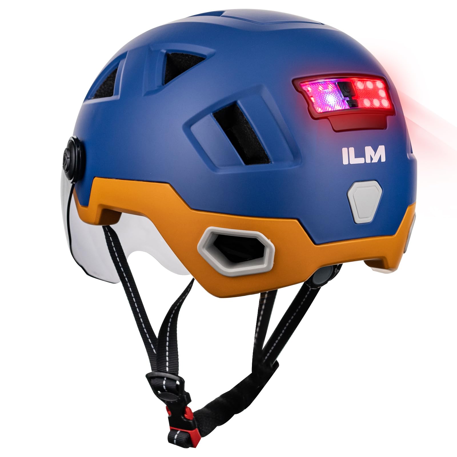 ILM Smart Adult Bike Helmet with Automatic G-Sensor Turn Signal & Brake Warning LED Light Control Road Cycling Helmet E3-12LS
