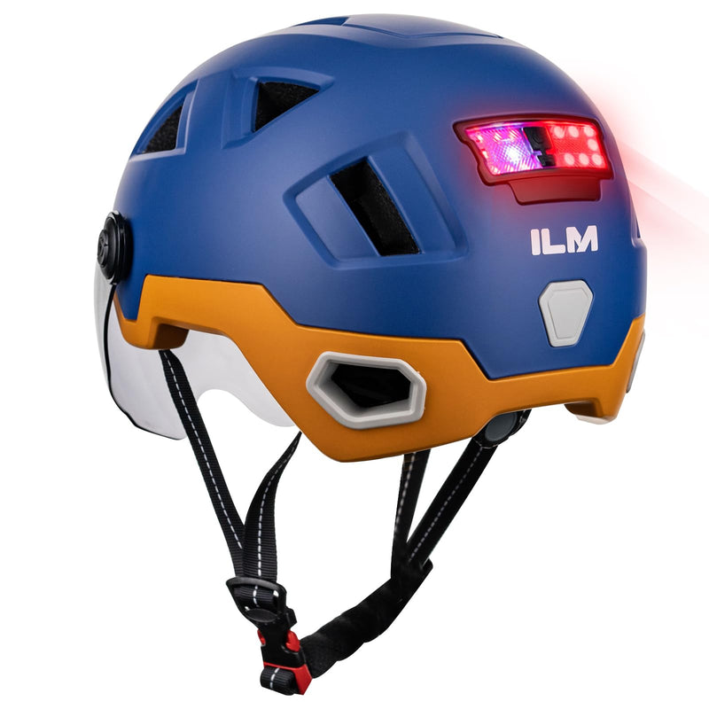 ILM Smart Adult Bike Helmet with Automatic G-Sensor Turn Signal & Brake Warning LED Light Control Road Cycling Helmet E3-12LS