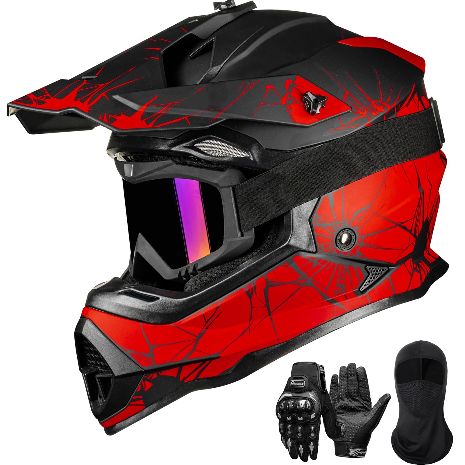 ILM Adult Dirt Bike Helmets Men Women Motocross ATV Off Road Helmet with Goggles Gloves Mask DOT Model WS901
