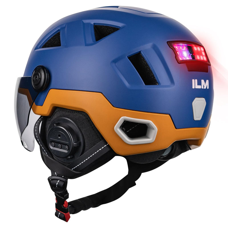 ILM Smart Adult Bike Helmet with Automatic G-Sensor Turn Signal & Brake Warning LED Light Control Road Cycling Helmet E3-12LS