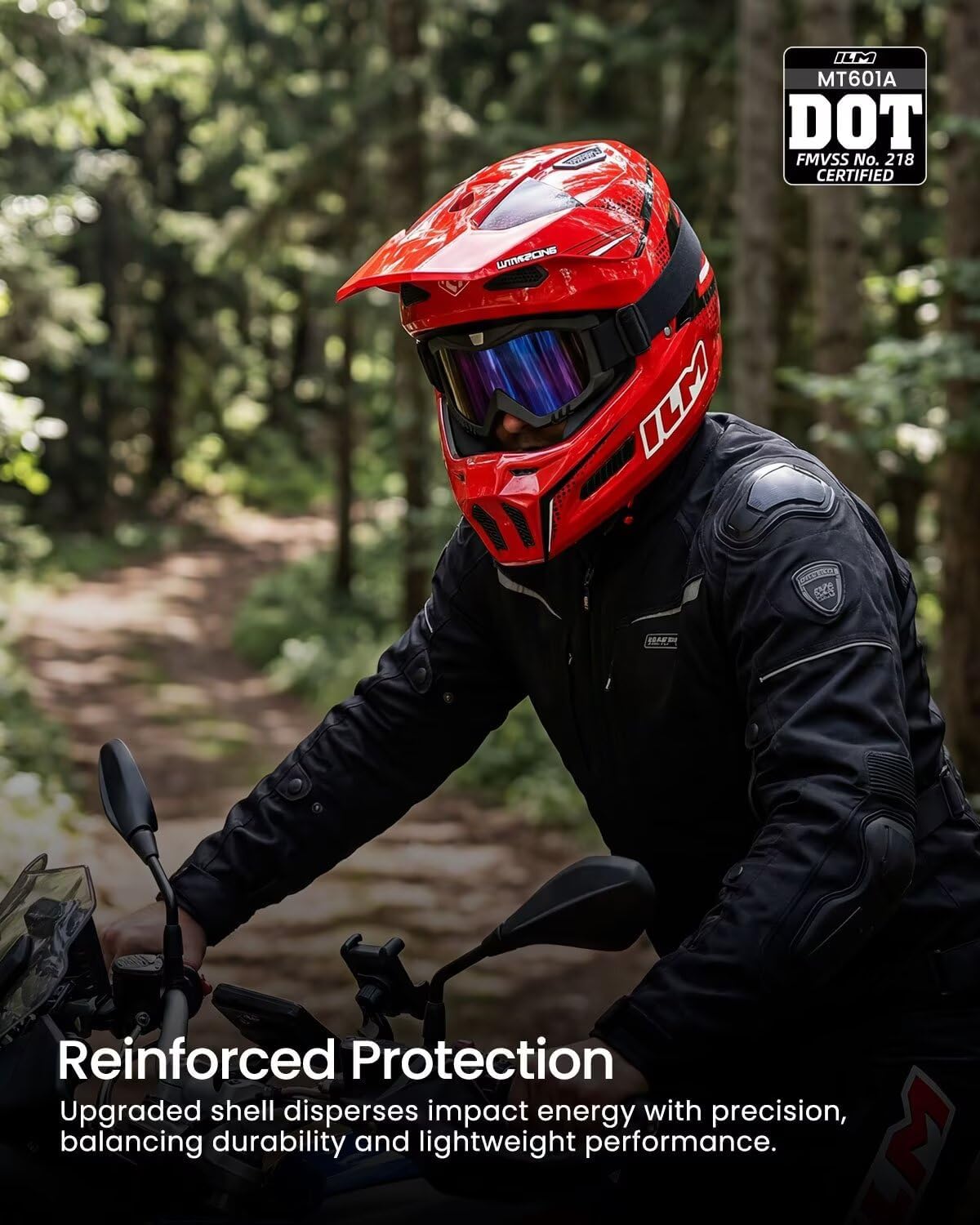 ILM Dirt Bike Helmets Adult ATV Motocross Off Road Motorbike with Goggles Gloves Mask DOT Model MT601A