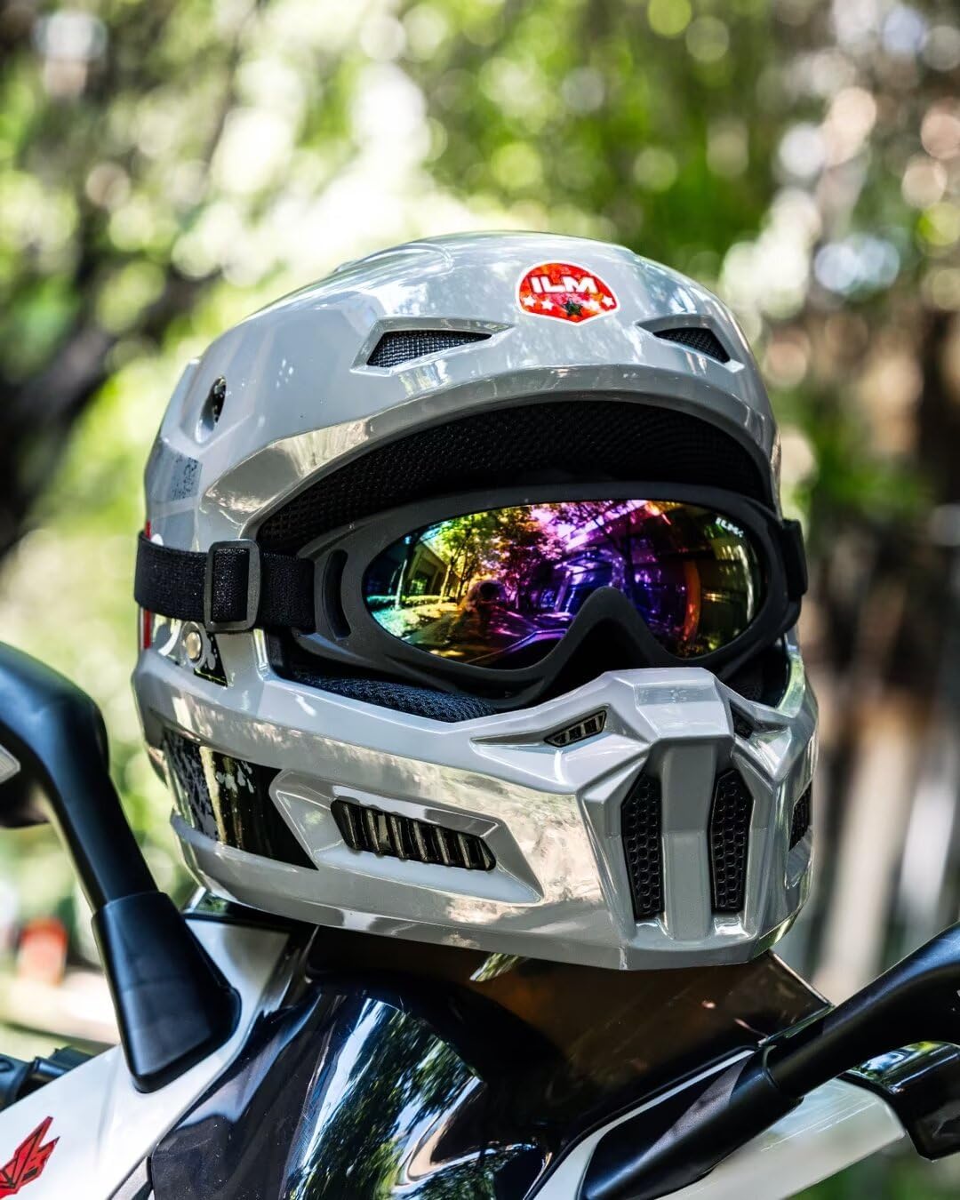 ILM Youth Dirt Bike Helmets Kids ATV Helmet Motorcross BMX Off Road Motorbike with Goggles Gloves Mask DOT Model MT601Y (Angry Face, Youth-Medium)