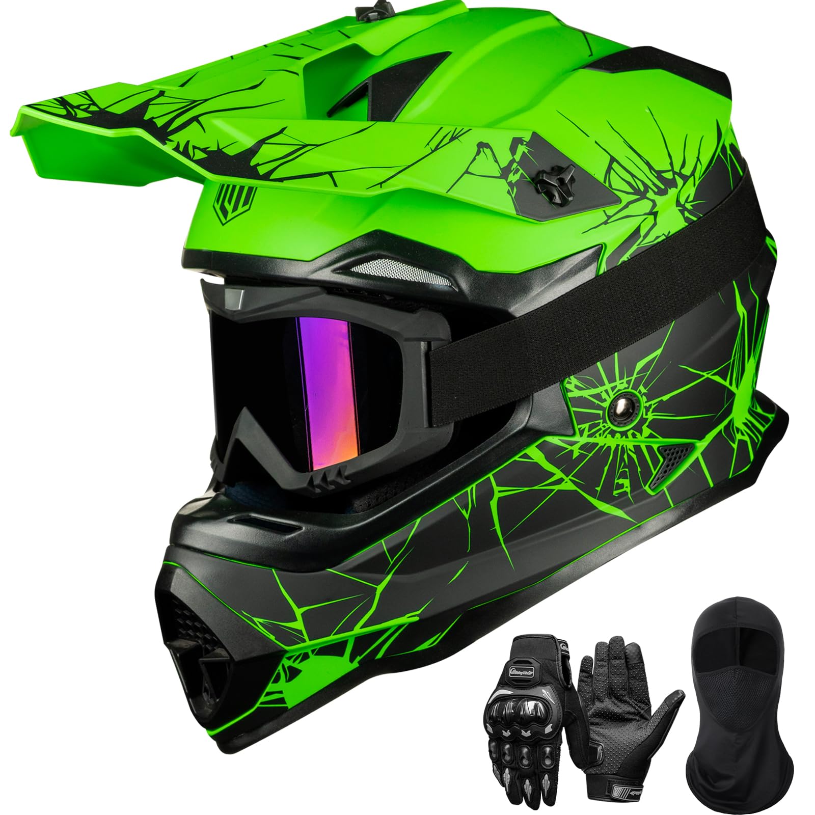 ILM Adult Dirt Bike Helmets Men Women Motocross ATV Off Road Helmet with Goggles Gloves Mask DOT Model WS901