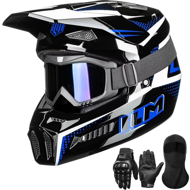 ILM Dirt Bike Helmets Adult ATV Motocross Off Road Motorbike with Goggles Gloves Mask DOT Model MT601A