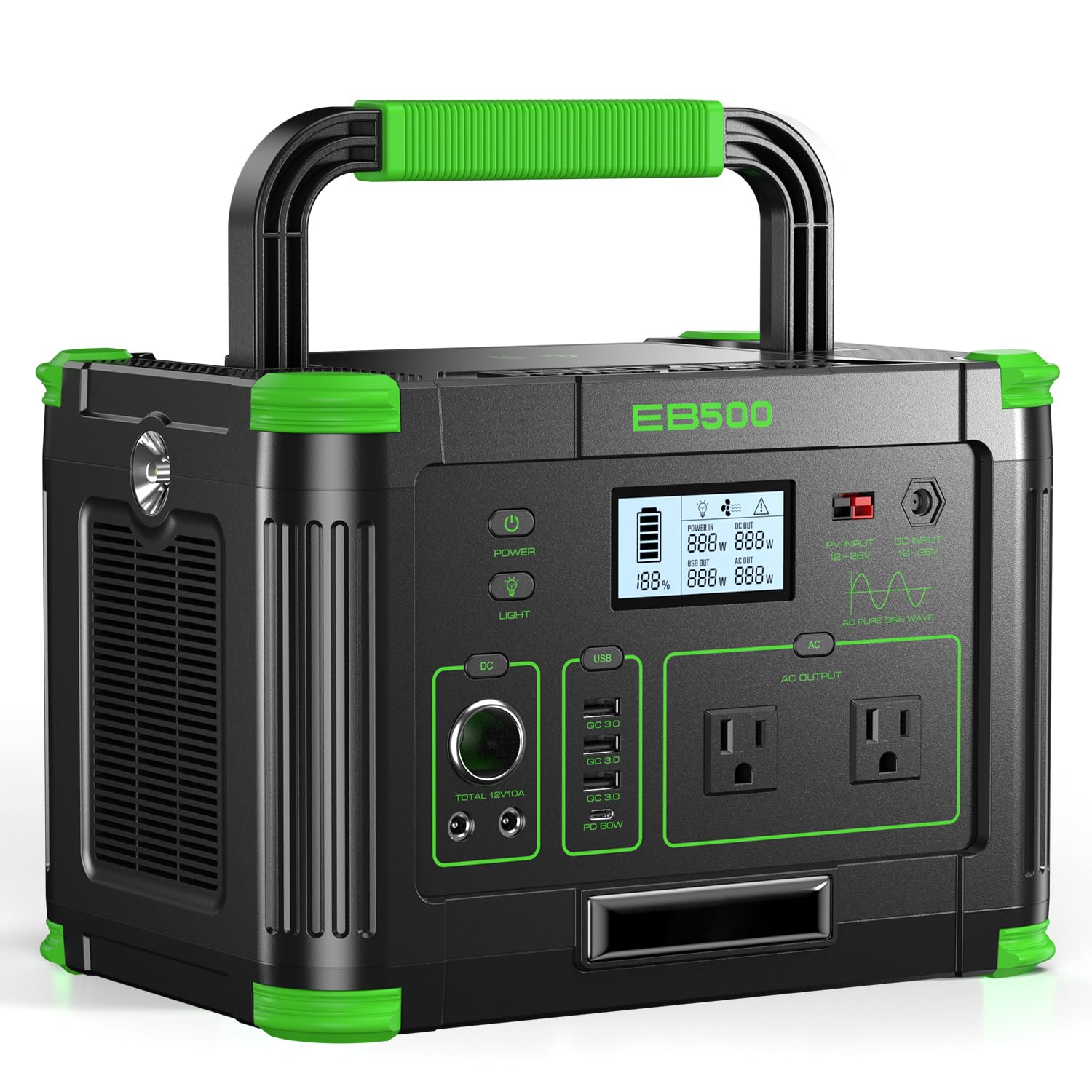 Portable Power Station 2400W Solar Generator with 2x200W Foldable Solar Panel (Ship Separately),1843.2Wh LiFePO4 Battery Backup,23.5% High Efficiency Solar Charger,for Outdoor,RV Trip,Home Emergency