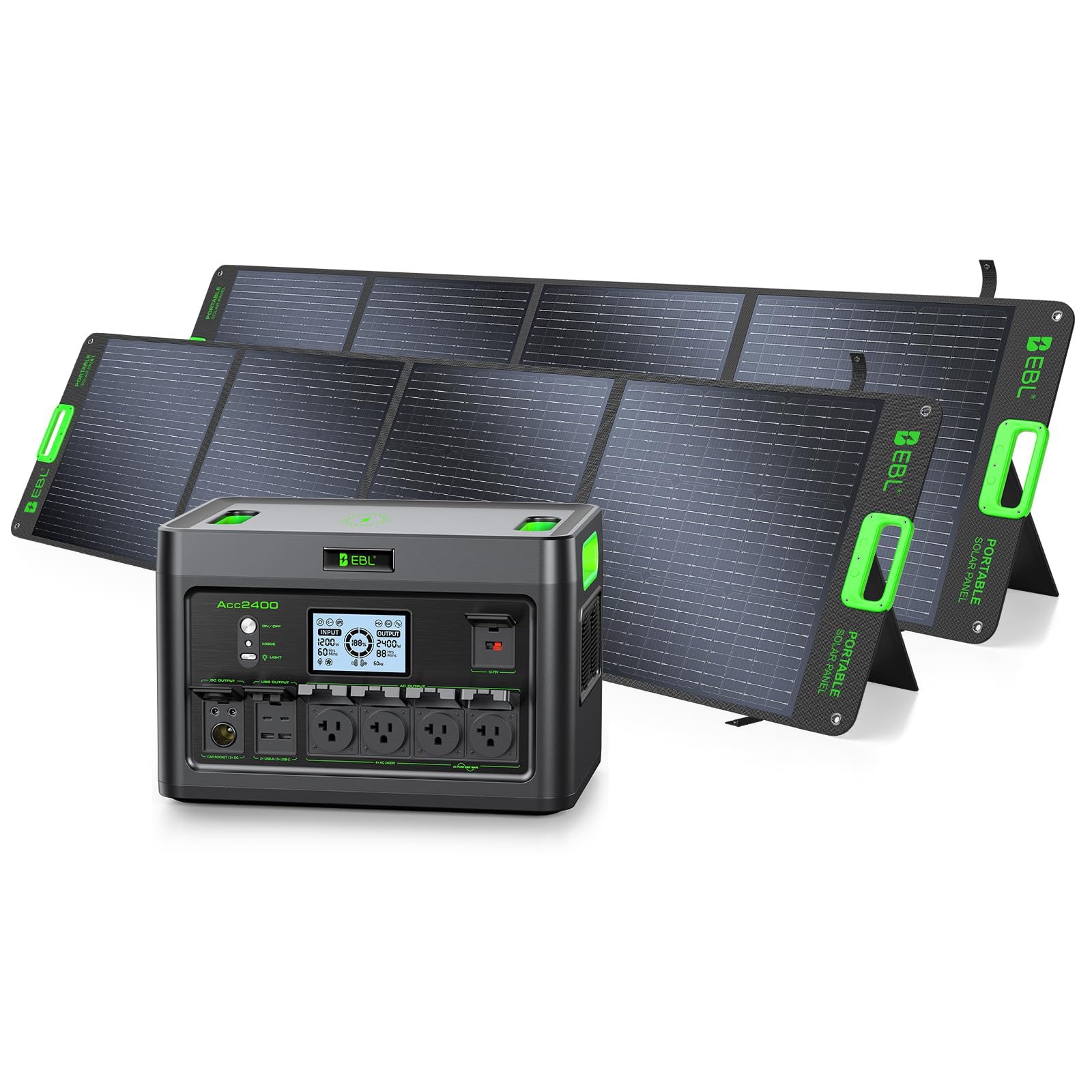 EBL 1000W Portable Power Station With 200W Solar Panels for RV/Van Camping | 999Wh Backup Lithium Battery, Pure Sine Wave AC Outlet, 60W PD Quick Charge Solar Generator Set Road Trip, Home, Off-grid