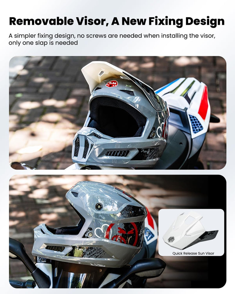 ILM Youth Dirt Bike Helmets Kids ATV Helmet Motorcross BMX Off Road Motorbike with Goggles Gloves Mask DOT Model MT601Y (Angry Face, Youth-Medium)