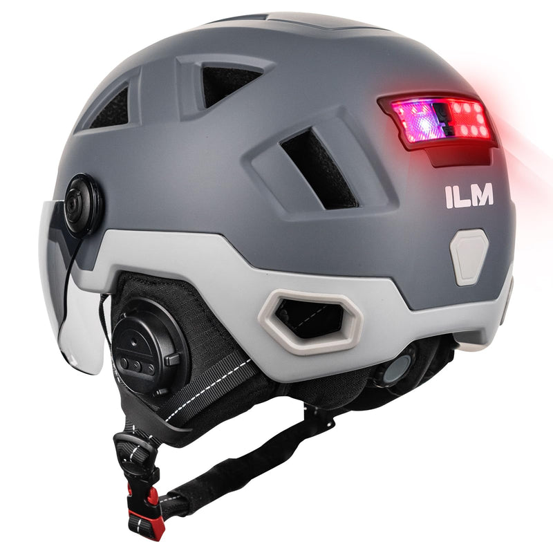 ILM Smart Adult Bike Helmet with Automatic G-Sensor Turn Signal & Brake Warning LED Light Control Road Cycling Helmet E3-12LS