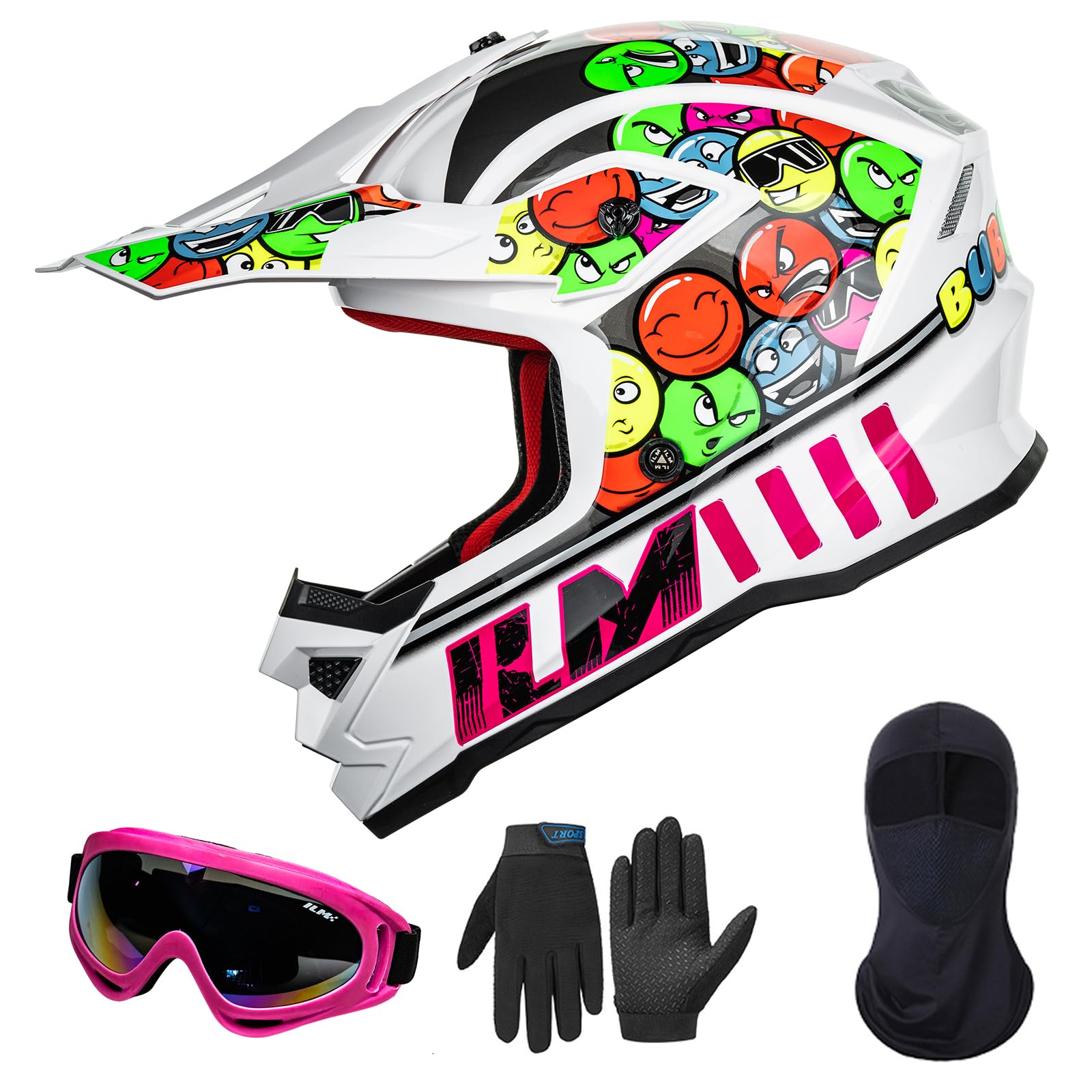 ILM Youth ATV Helmet Kids Dirt Bike Motocross BMX Off Road Motorbike Go Kart Casco DOT ECE Model Z705 (Starlight Pony, S)