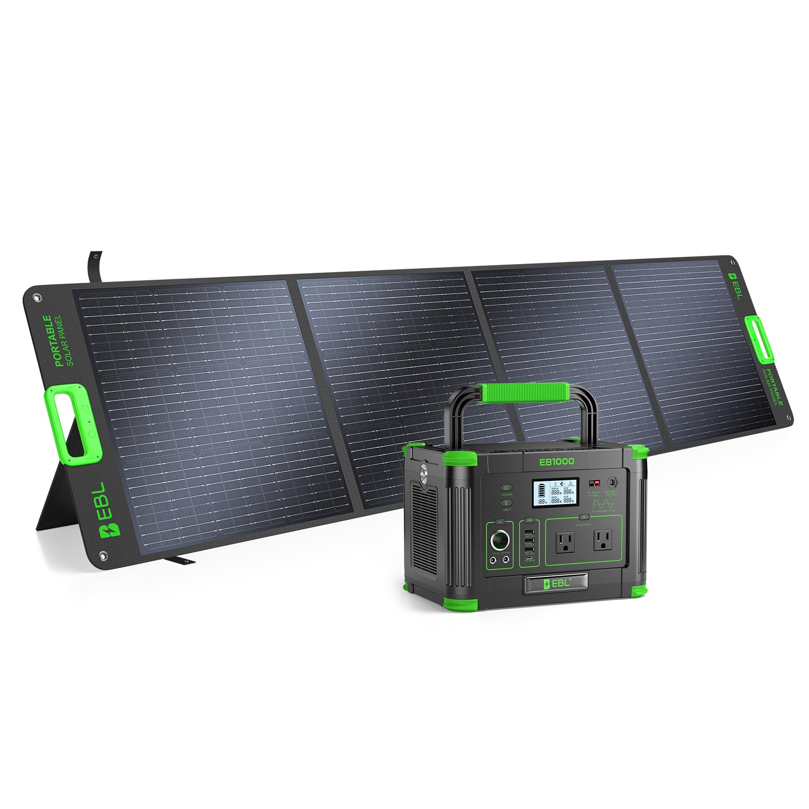 EBL 500W Portable Power Station with 100W Portable Solar Panel 20V Outdoor | Solar Generator 519.48Wh Backup Battery Pack Solar Kit for RV/Van Camping Fishing Climbing Road Trip Indoor Home Emergency