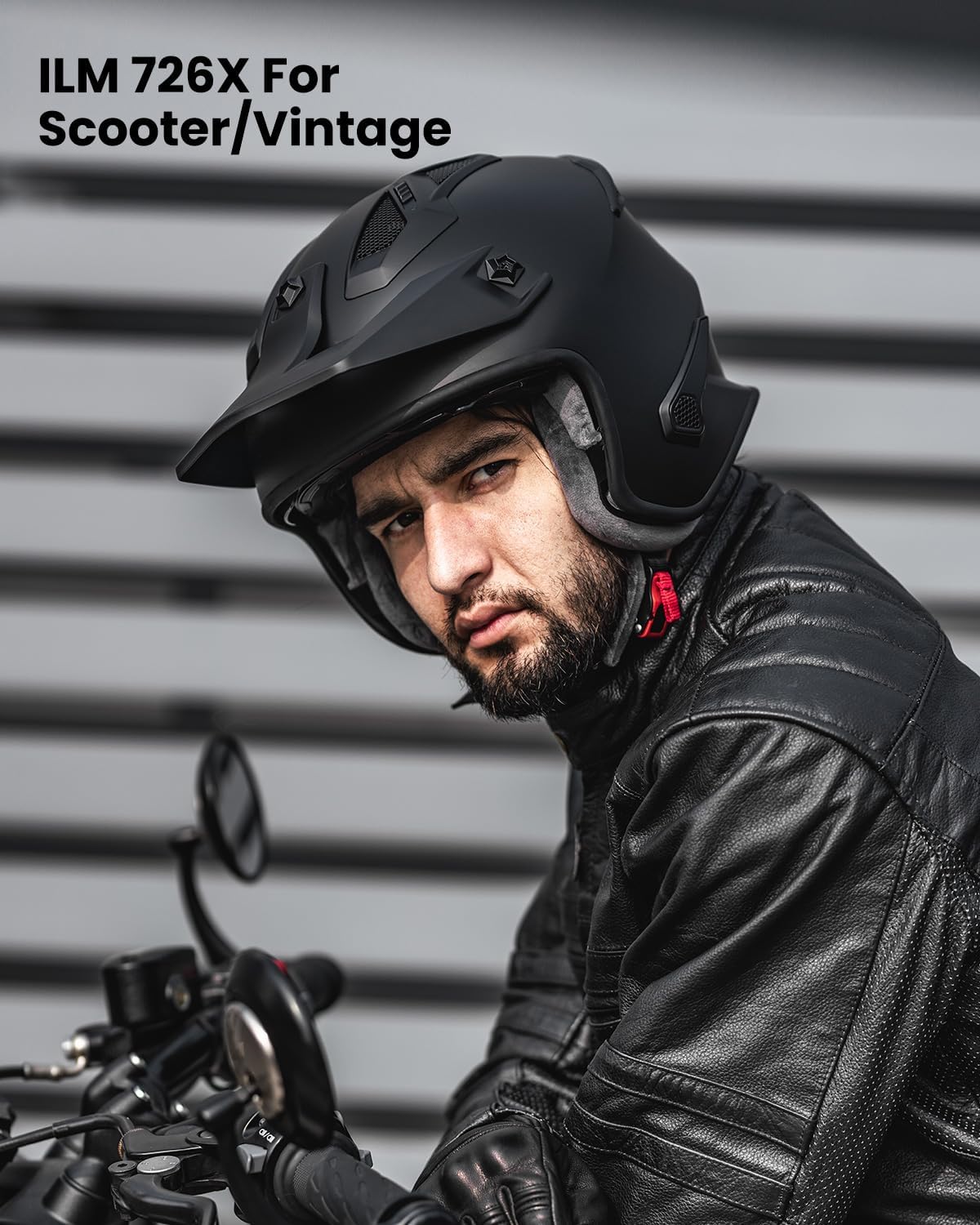 ILM Open Face Motorcycle 3/4 Half Helmet for Dirt Bike Moped ATV UTV Motocross Cruiser Scooter DOT Model 726X (Matte Black,M)