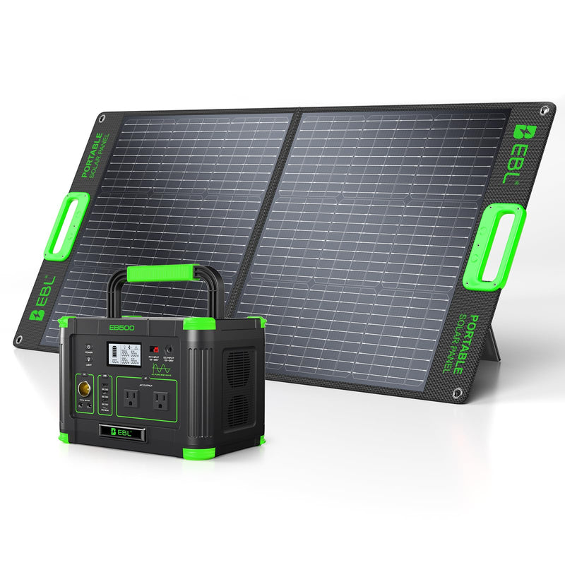 EBL 1000W Portable Power Station With 200W Solar Panels for RV/Van Camping | 999Wh Backup Lithium Battery, Pure Sine Wave AC Outlet, 60W PD Quick Charge Solar Generator Set Road Trip, Home, Off-grid