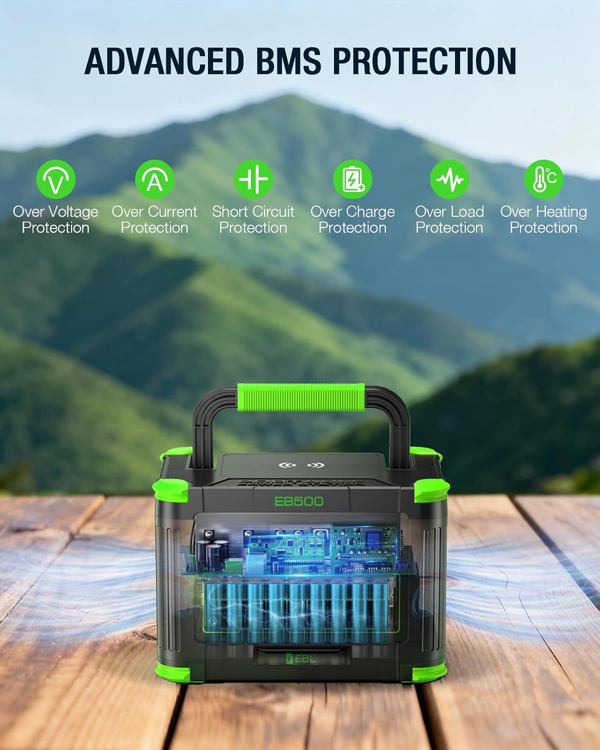 EBL 500W Portable Power Station with 100W Portable Solar Panel 20V Outdoor | Solar Generator 519.48Wh Backup Battery Pack Solar Kit for RV/Van Camping Fishing Climbing Road Trip Indoor Home Emergency