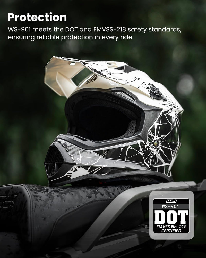 ILM Adult Dirt Bike Helmets Men Women Motocross ATV Off Road Helmet with Goggles Gloves Mask DOT Model WS901