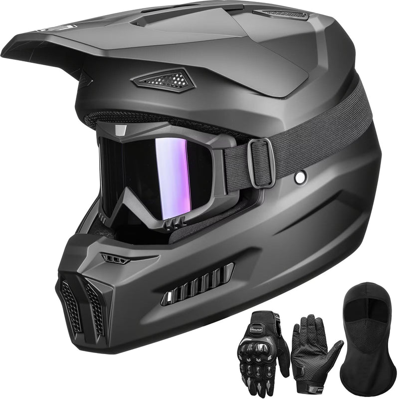 ILM Dirt Bike Helmets Adult ATV Motocross Off Road Motorbike with Goggles Gloves Mask DOT Model MT601A