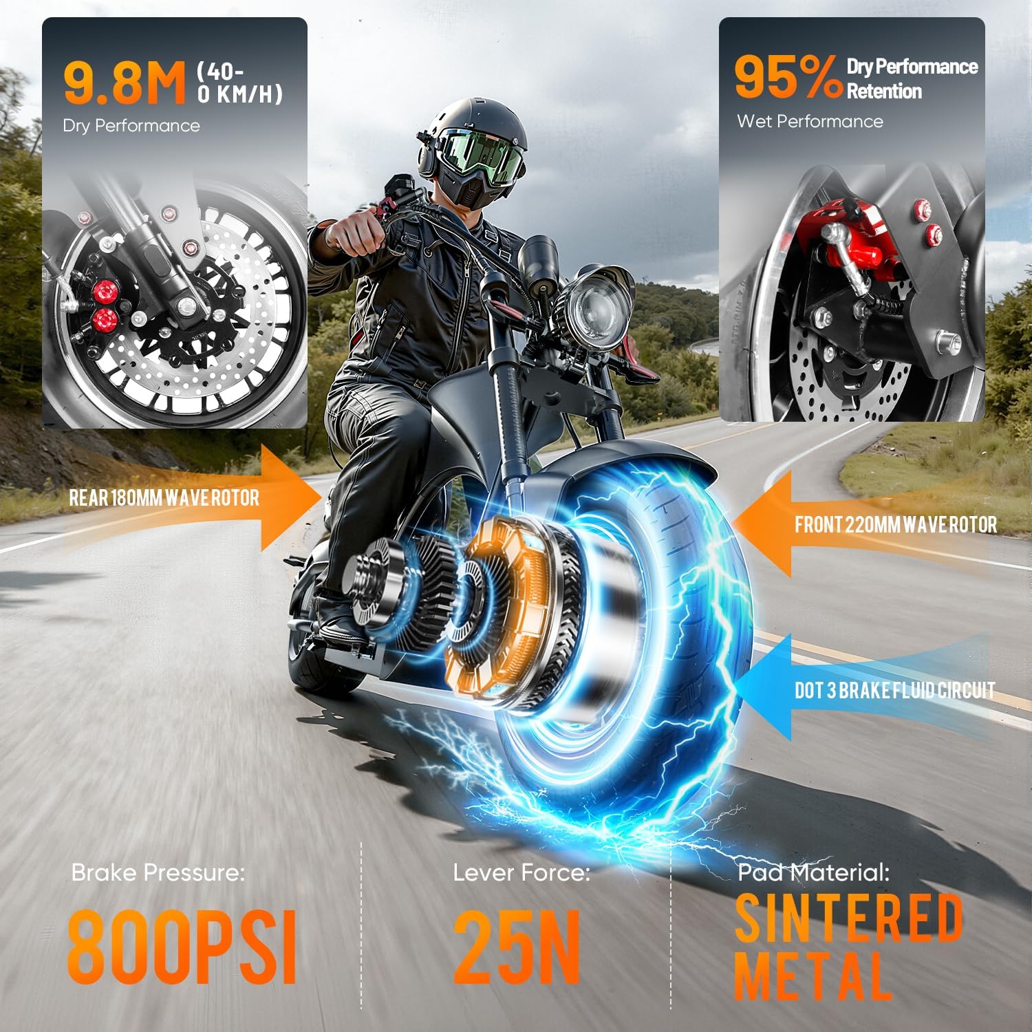 eAhora M1P Series 4000/3000W Electric Motorcycle for Adults, 55MPH Max Speed 60V 40Ah Battery with Fast Charger, 50+Mile Long Range,Full Suspension & Disc Brakes, Street Legal City Scooter Moped