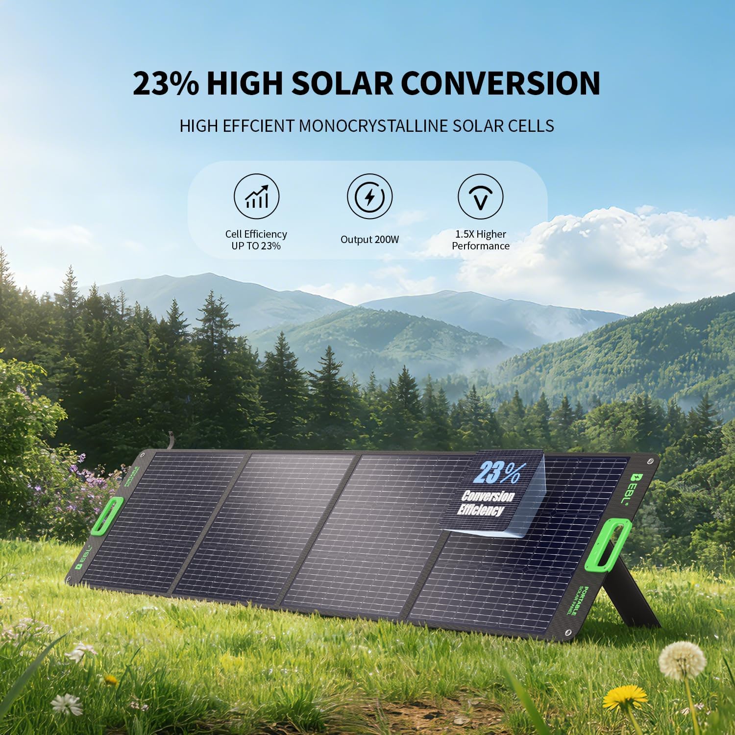 EBL 1000W Portable Power Station With 200W Solar Panels for RV/Van Camping | 999Wh Backup Lithium Battery, Pure Sine Wave AC Outlet, 60W PD Quick Charge Solar Generator Set Road Trip, Home, Off-grid