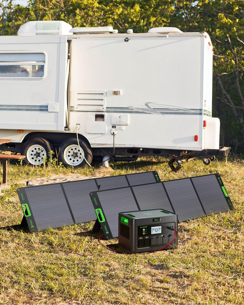 EBL 2400W Portable Power Station with 2x200W Portable Solar Panels | Ship separately, 1843.2Wh LiFePO4 Battery, Fast Charging, Solar Generatorfor for Home Use, Camping,RVs