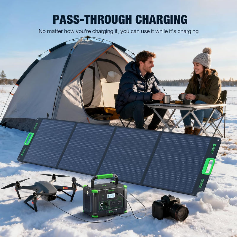 EBL Portable Power Station 1000W Solar Generator 999Wh Fast Charging Backup Battery with 10W Wireless Charging & Multiple Ports for Camping, Home Backup, RV & Off-Grid