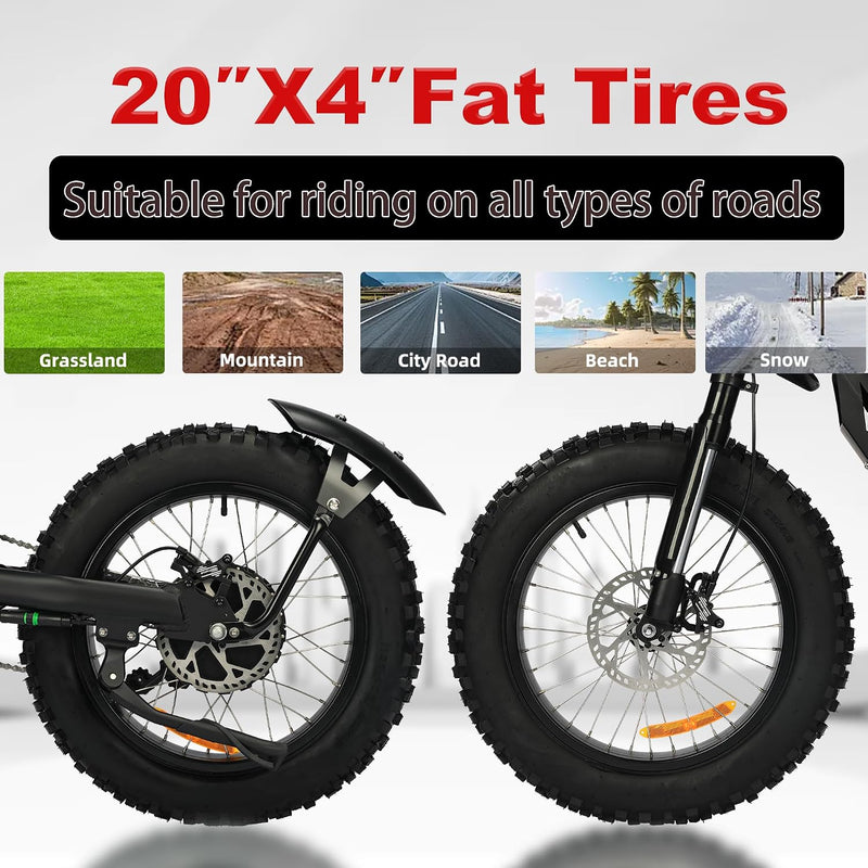 Electric Mountain Bikes for Adults, 750W/3000W Motor 28/45 MPH High Speed E-Bike, 37 Mile Range 48V/60V 15.6Ah/25Ah Battery, 7 Speed Dual Shock Absorber Fat Tire Bicycle