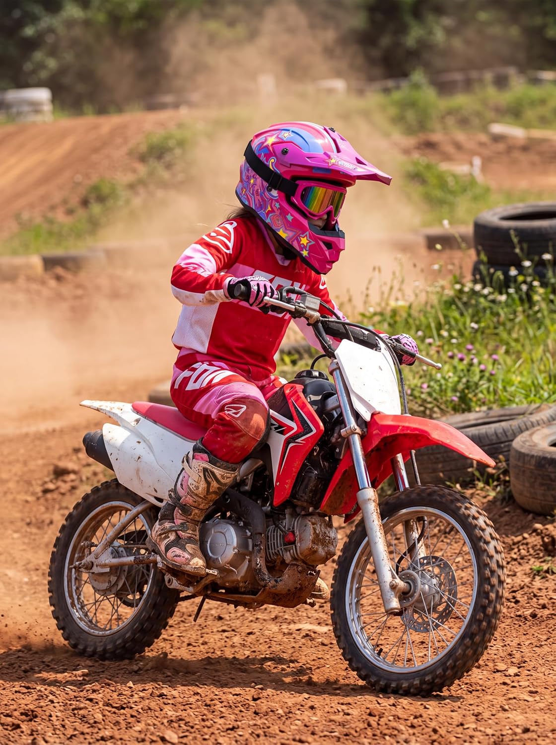 ILM Youth ATV Helmet Kids Dirt Bike Motocross BMX Off Road Motorbike Go Kart Casco DOT ECE Model Z705 (Starlight Pony, S)