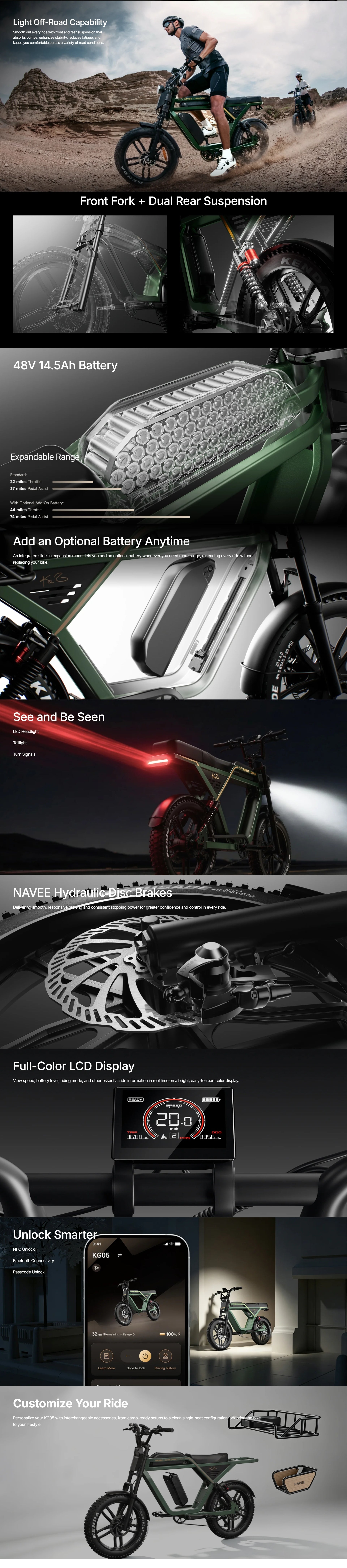 NAVEE KG05 Moped-Style Fat Tire Electric Bike