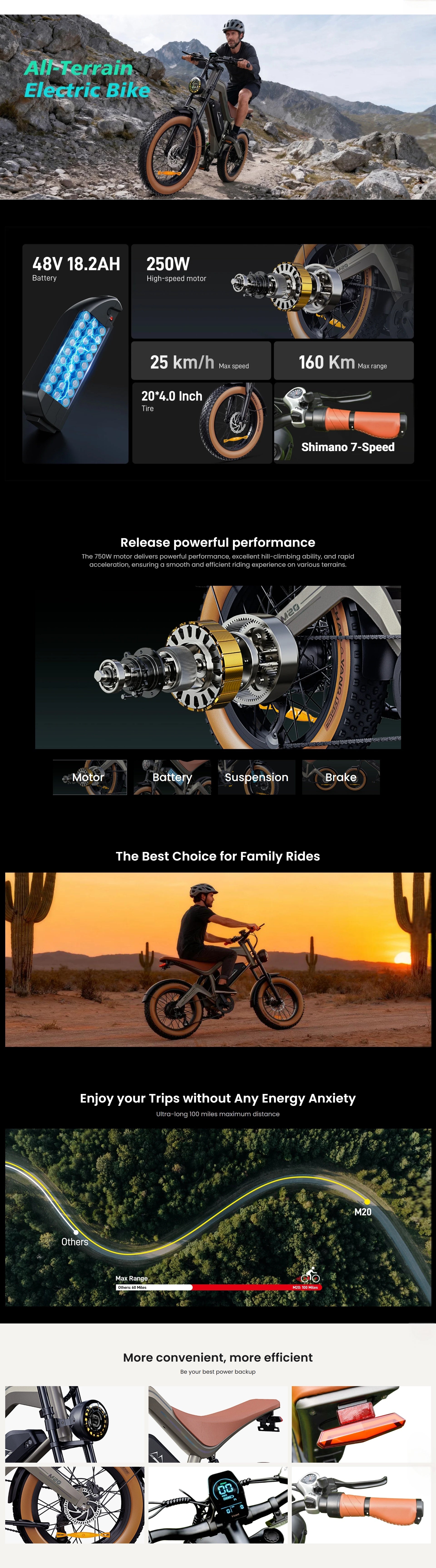 NEW DYU M20 Lite All-Terrain Long-Range Electric Bike