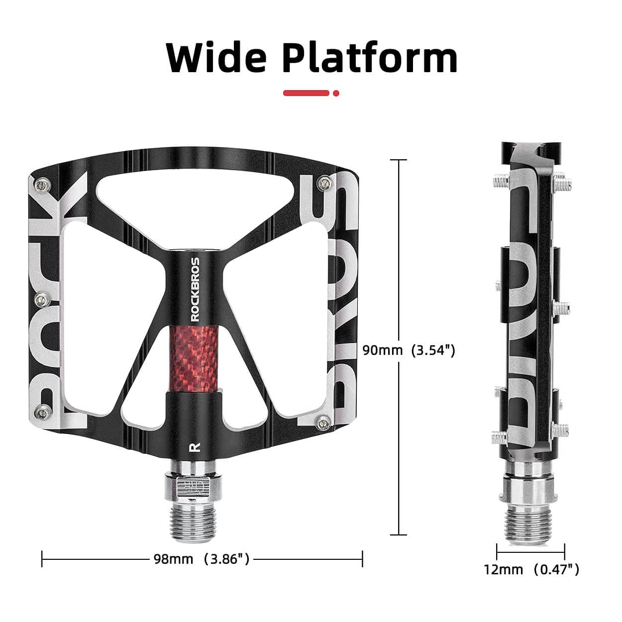 ROCKBROS Aluminum Bike Pedals Non-Slip 9/16 Platform MTB Pedals-9
