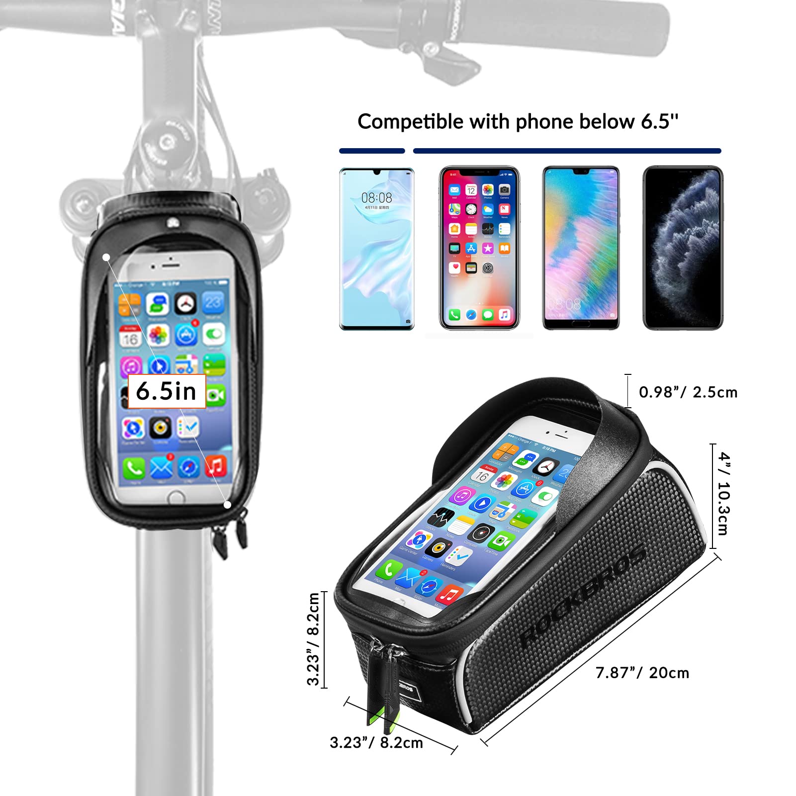 ROCKBROS Bike Phone Front Frame Bag Waterproof-5