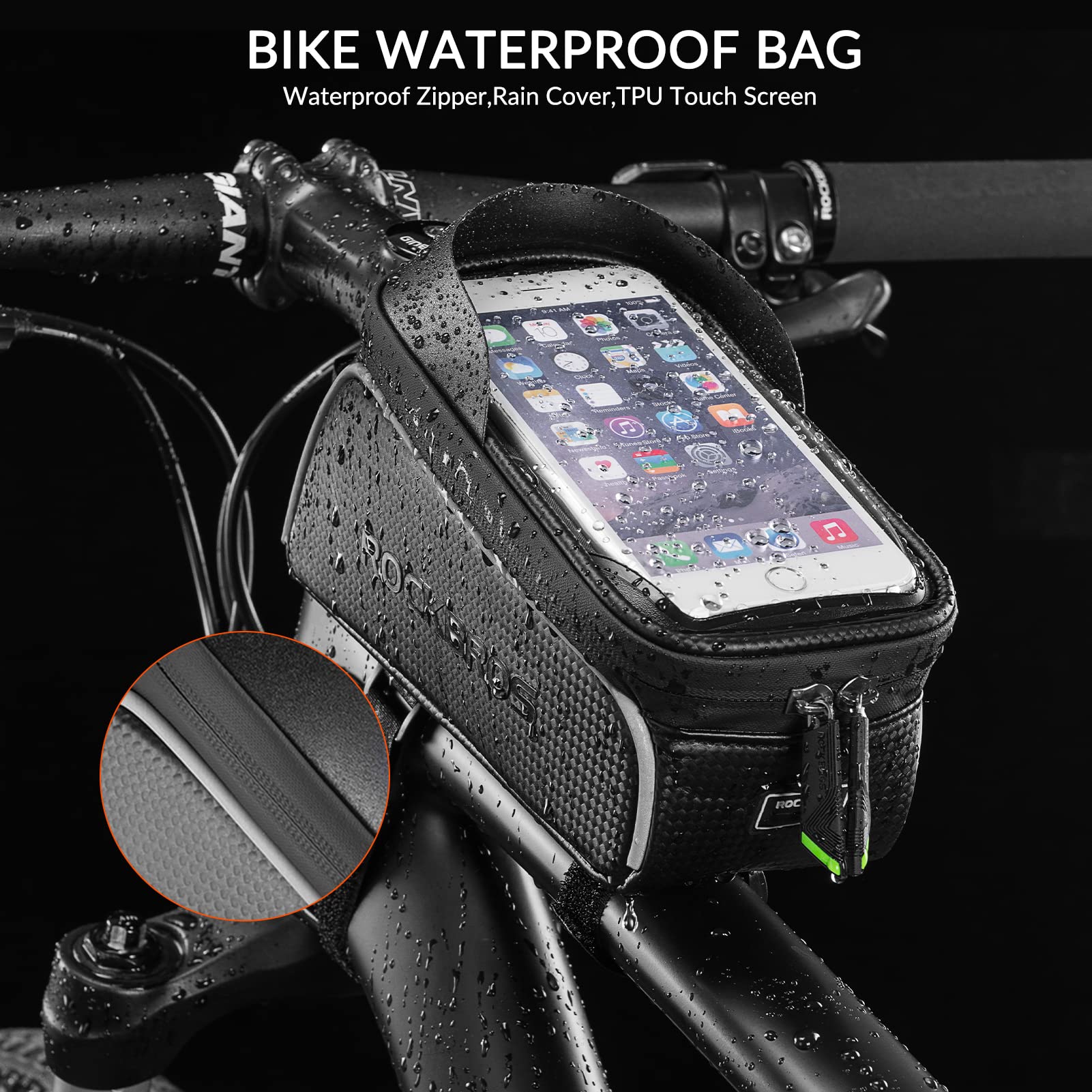 ROCKBROS Bike Phone Front Frame Bag Waterproof-2