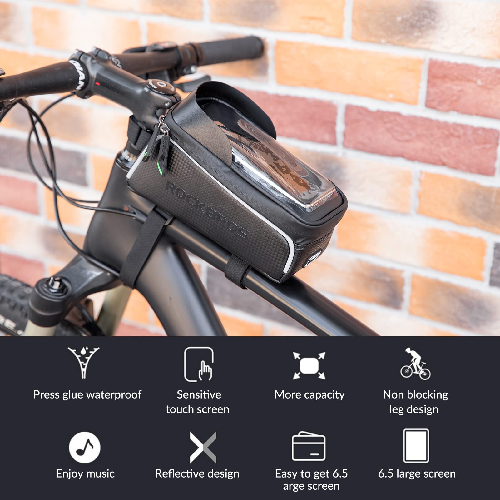 ROCKBROS Bike Phone Front Frame Bag Waterproof-3
