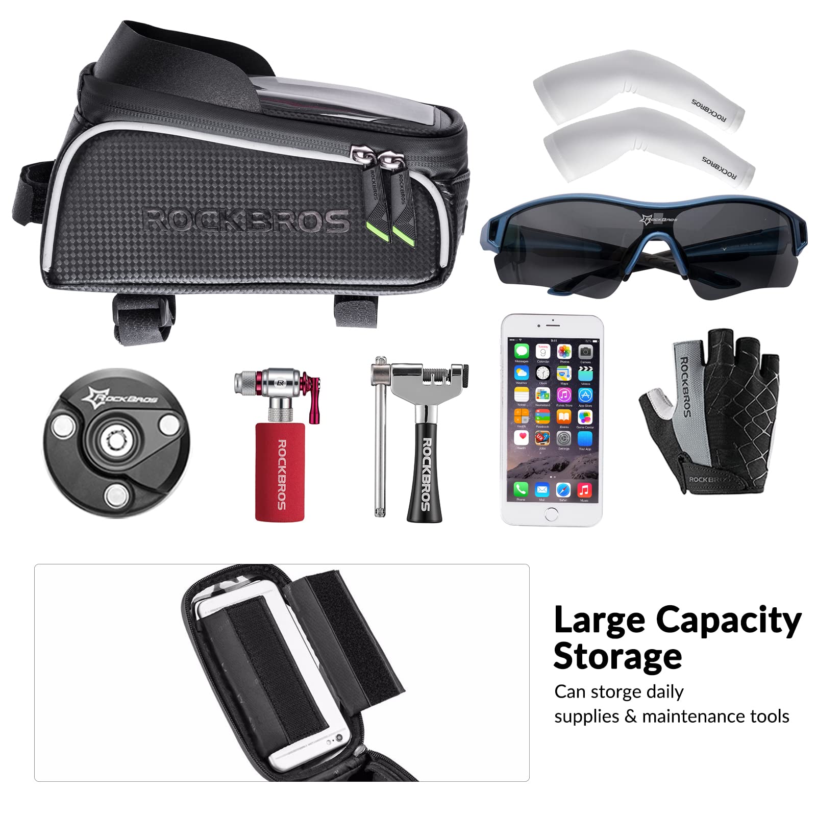ROCKBROS Bike Phone Front Frame Bag Waterproof-6