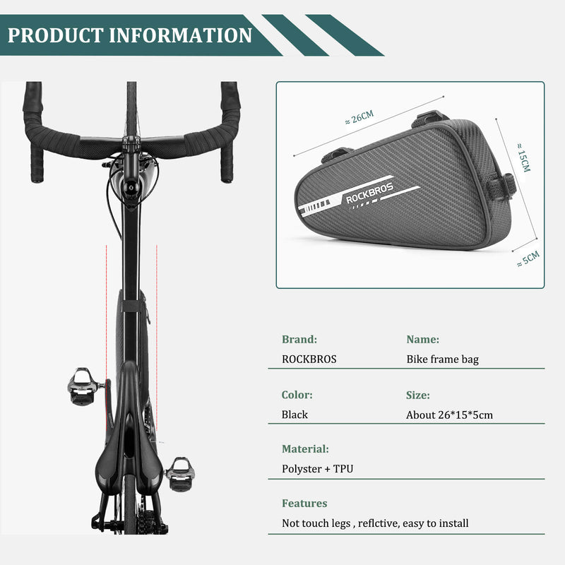 ROCKBROS Top Tube Bike Frame Bag Triangle Storage Pouch-7