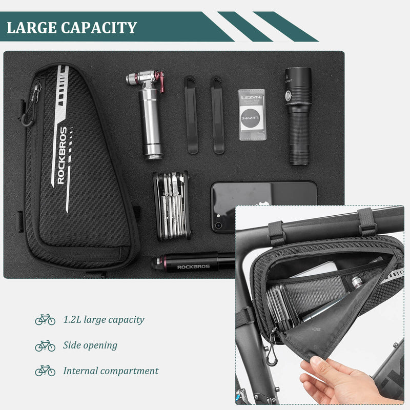 ROCKBROS Top Tube Bike Frame Bag Triangle Storage Pouch-4