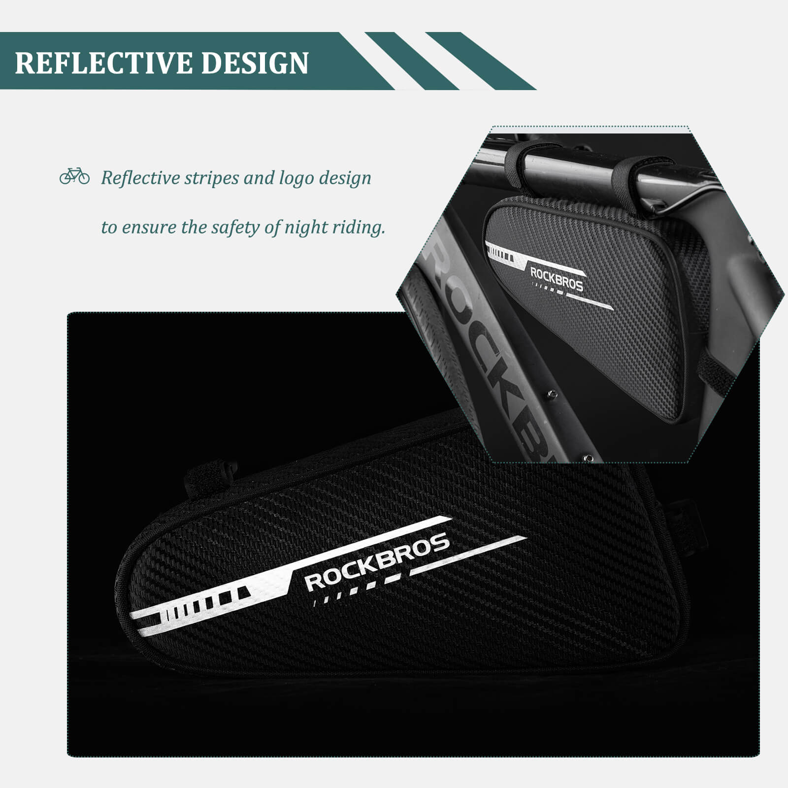 ROCKBROS Top Tube Bike Frame Bag Triangle Storage Pouch-3