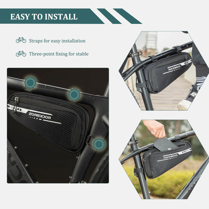 ROCKBROS Top Tube Bike Frame Bag Triangle Storage Pouch-5