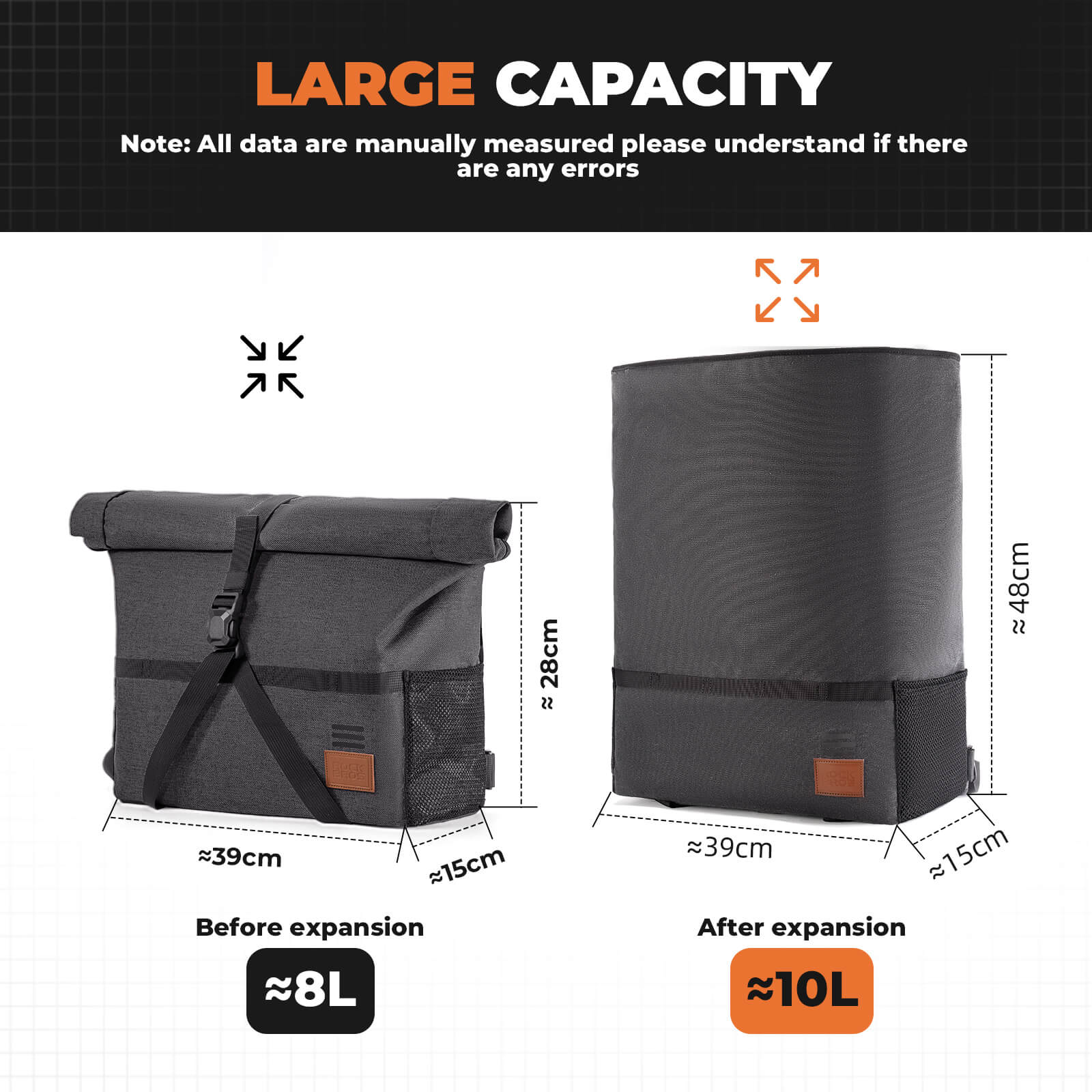 Folding Bike Handlebar Bag & Shoulder Bag  - 8L-6