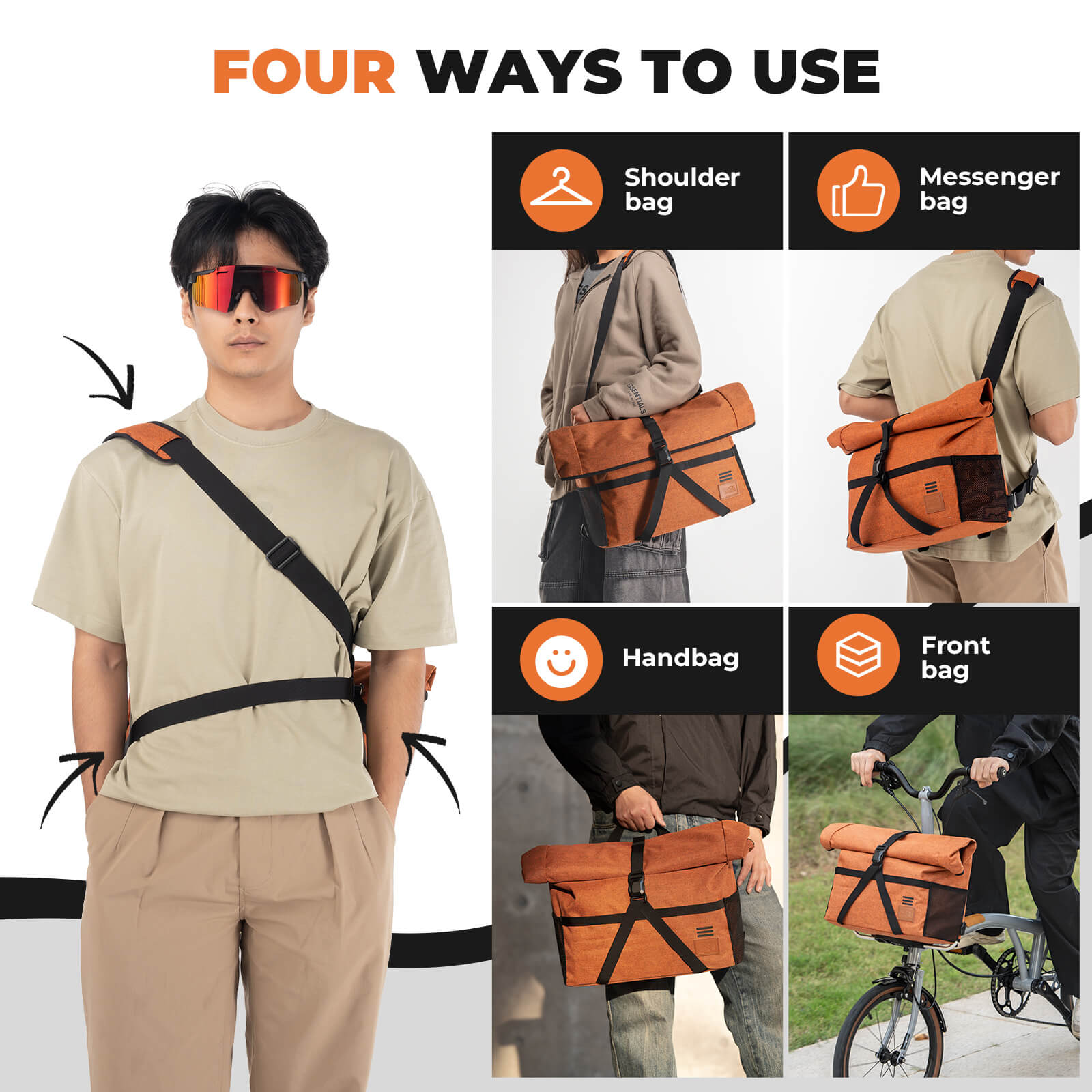 Folding Bike Handlebar Bag & Shoulder Bag  - 8L-9
