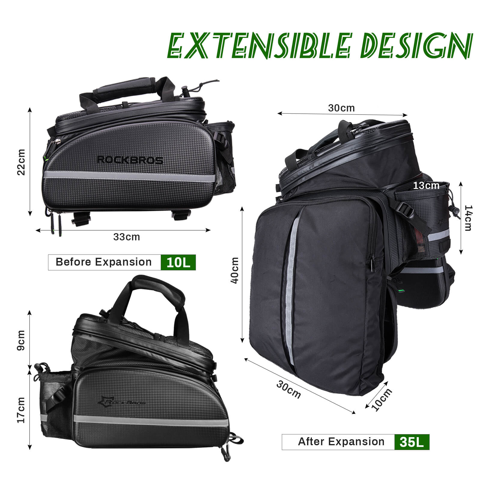 ROCKBROS Bike Rear Rack Bag Waterproof Multifunctional Bike Trunk Bag-7