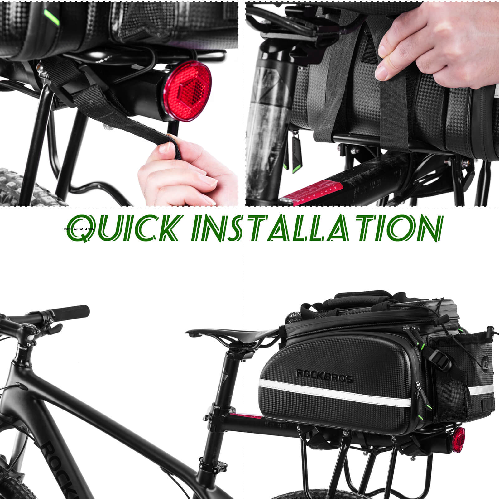 ROCKBROS Bike Rear Rack Bag Waterproof Multifunctional Bike Trunk Bag-6
