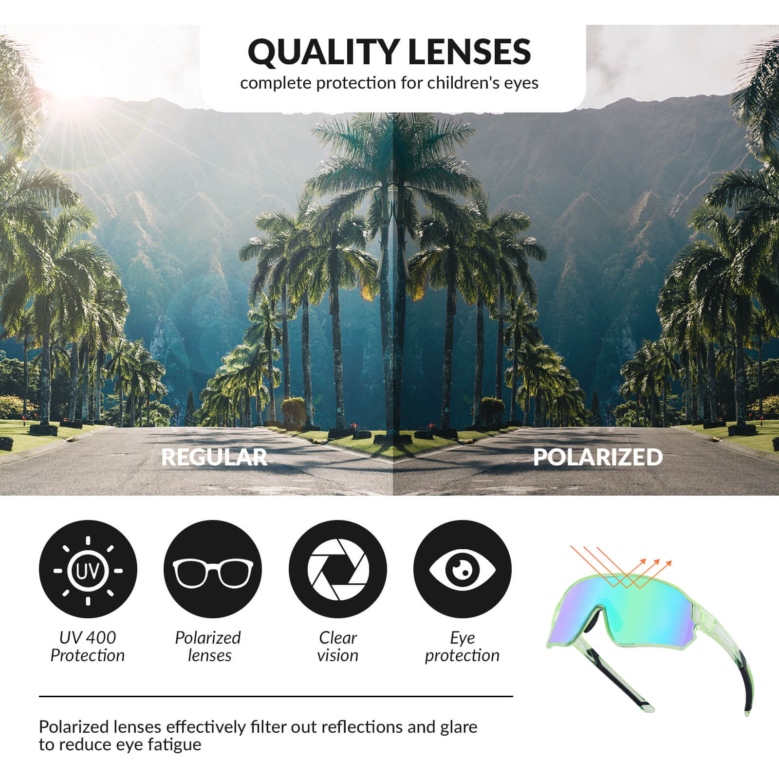 ROCKBROS Kids Polarized Cycling Sunglasses UV400 Bike Glasses-26