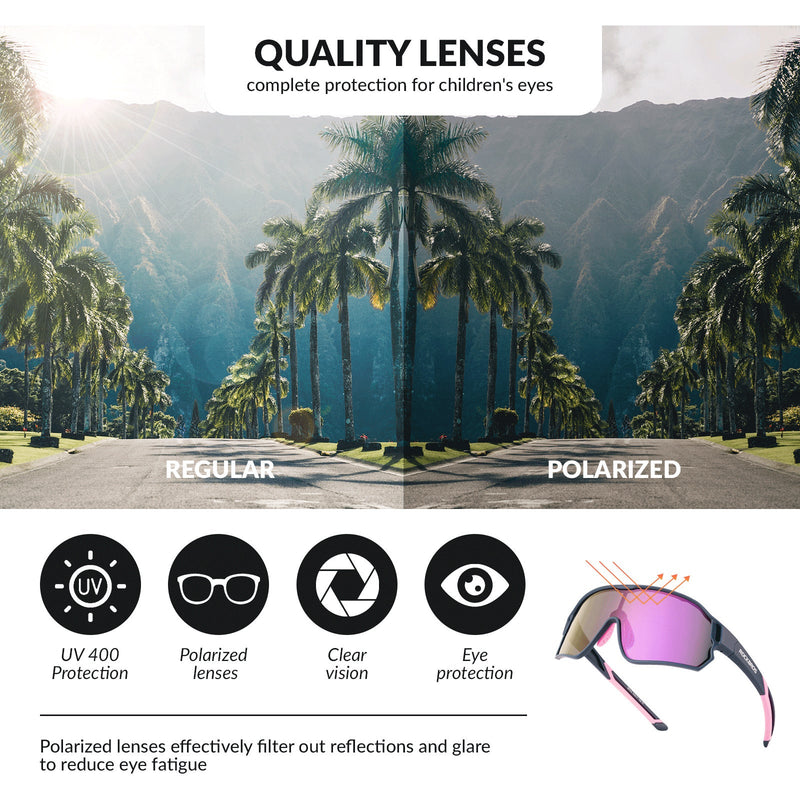 ROCKBROS Kids Polarized Cycling Sunglasses UV400 Bike Glasses-23